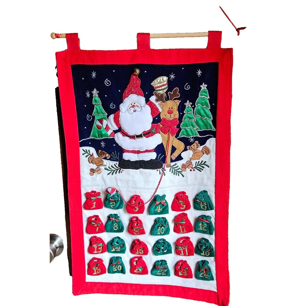 Christmas Tree Advent Calendar Pocket Count Down Candy Cane Santa Rudolph Trees